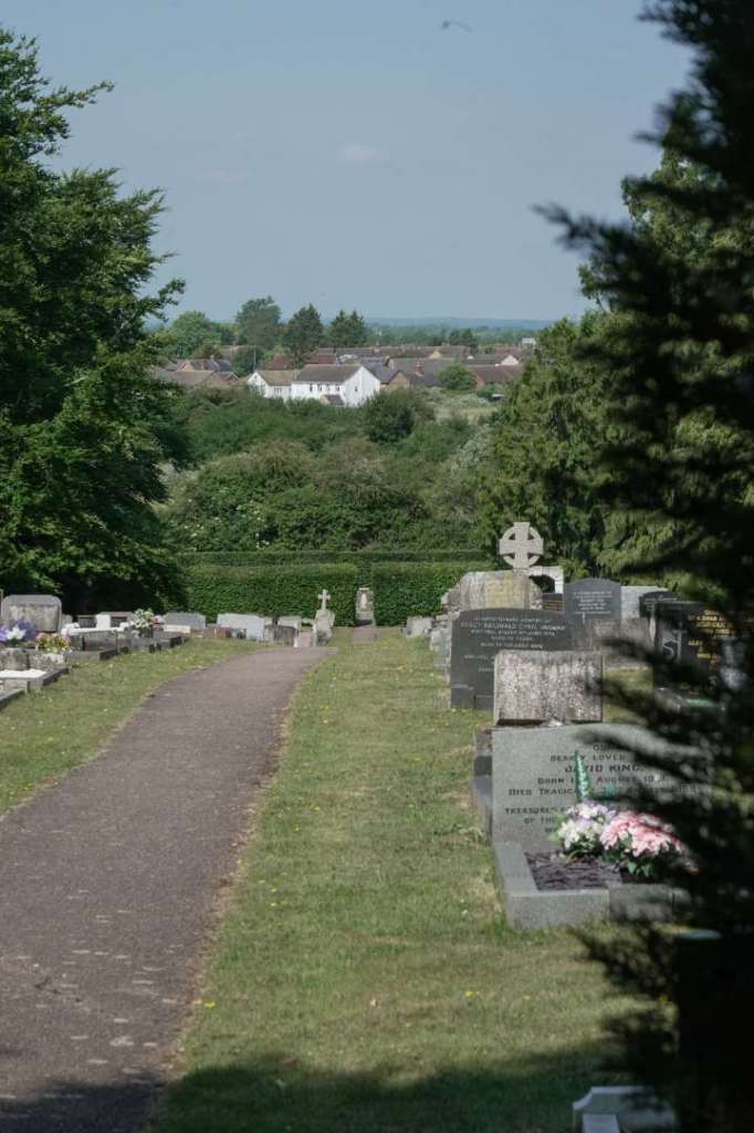 Photo taken from the top of the cemetery looking out towards Stotfold