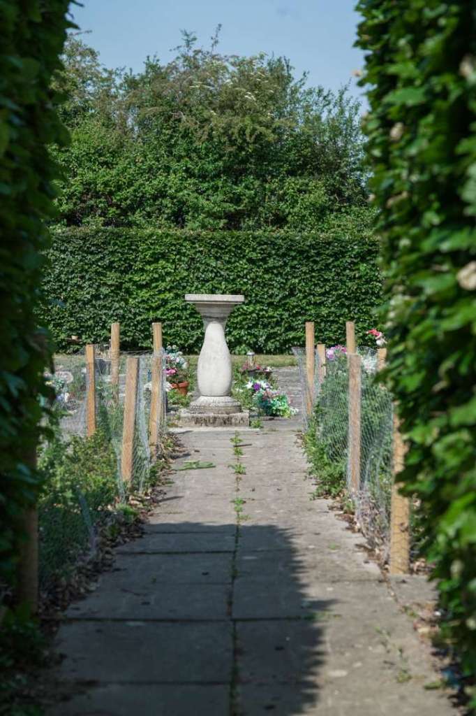 Artistic photo of the sundial in the Garden of Rest